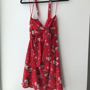 Sleeveless Ribbon Tie Open Back Floral Dress